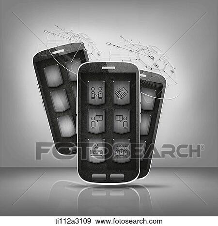 Stock Illustration - black mobile devices. Fotosearch