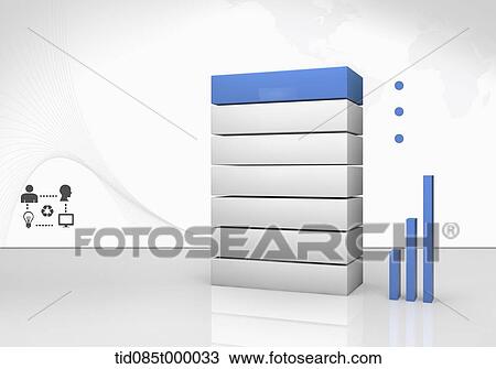Drawing - blocks next to bar charts. Fotosearch