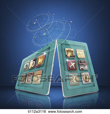 Stock Illustration - blue tablet devices. Fotosearch