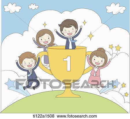 Stock Illustration - business people in a trophy. Fotosearch