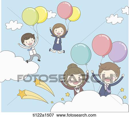 Stock Illustration - business people in the sky. Fotosearch