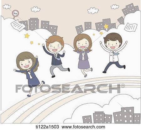 business people on a road View Large Illustration Drawing - business people on a road. Fotosearch