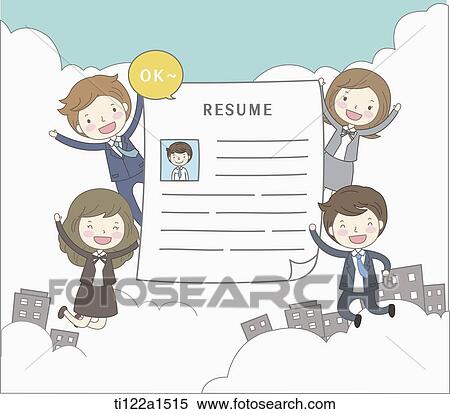 Stock Illustration - business peoples showing a resume. Fotosearch