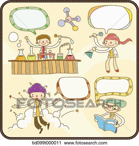 characters with speech bubbles of science View Large Illustration Clip Art - characters with speech bubbles of science. Fotosearch