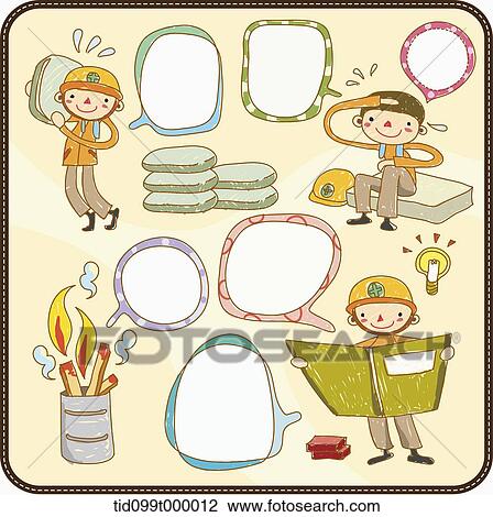 characters with speech bubbles of construction man View Large Illustration Drawing - characters with speech bubbles of construction man. Fotosearch