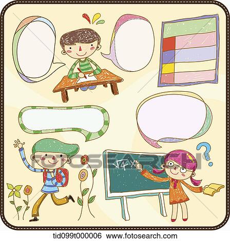 characters with speech bubbles of school View Large Illustration Stock Illustration - characters with speech bubbles of school. Fotosearch