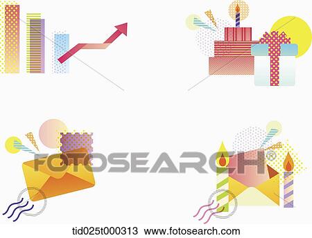 Drawing - colourful illustration set . Fotosearch