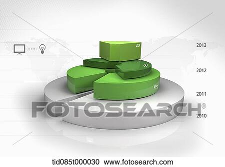 Clipart - different color pie charts on top of each other. Fotosearch