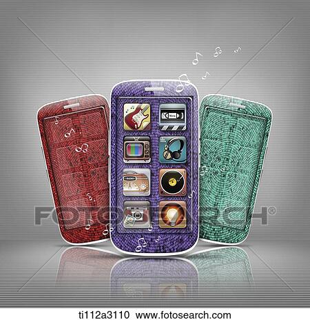 different colour mobile devices View Large Illustration Clipart - different colour mobile devices. Fotosearch
