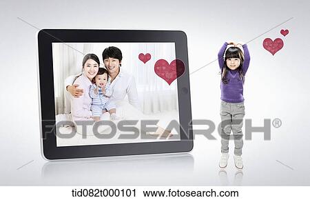 family on a table PC as a picture View Large Illustration Clip Art - family on a table PC as a picture. Fotosearch