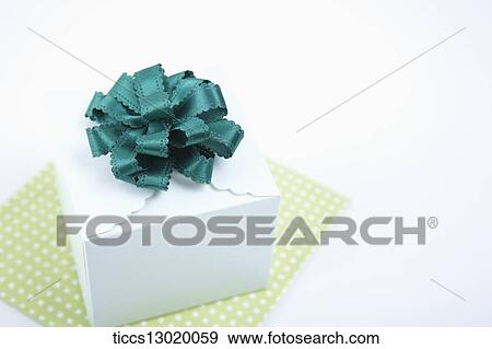 Stock Illustration - gift box with green ribbon. Fotosearch