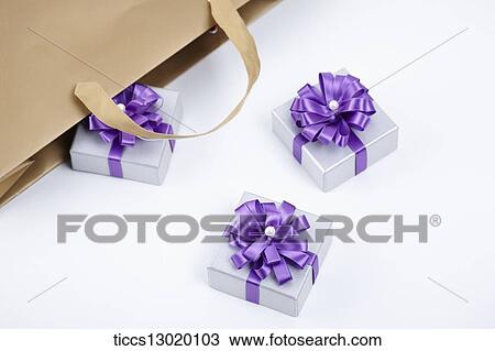 Drawing - gift boxes from a shopping bag. Fotosearch
