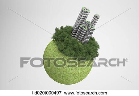 Stock Illustration - graphic illustration of a eco city. Fotosearch