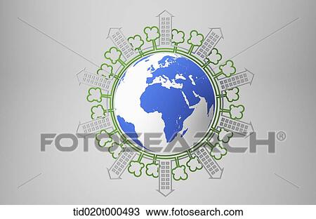 Drawing - graphic illustration of world. Fotosearch