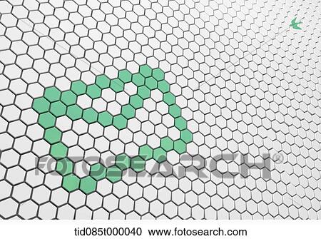 Clipart - green and white octagons making a message sign. Fotosearch
