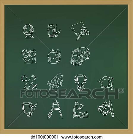 icon sets on a blackboard View Large Illustration Clip Art - icon sets on a blackboard. Fotosearch