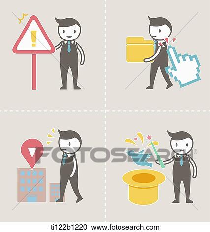 Clipart - illustration characters different actions. Fotosearch