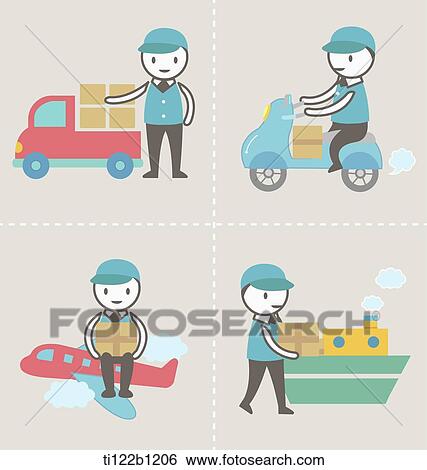 illustration characters of delivery man View Large Illustration Stock Illustration - illustration characters of delivery man. Fotosearch