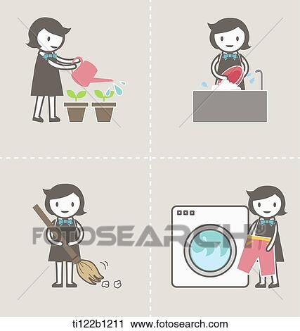 illustration characters of house work View Large Illustration Clip Art - illustration characters of house work. Fotosearch