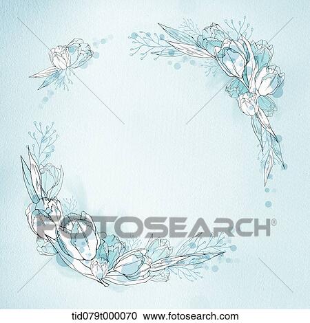 illustration flower frame in blue View Large Illustration Clipart - illustration flower frame in blue. Fotosearch