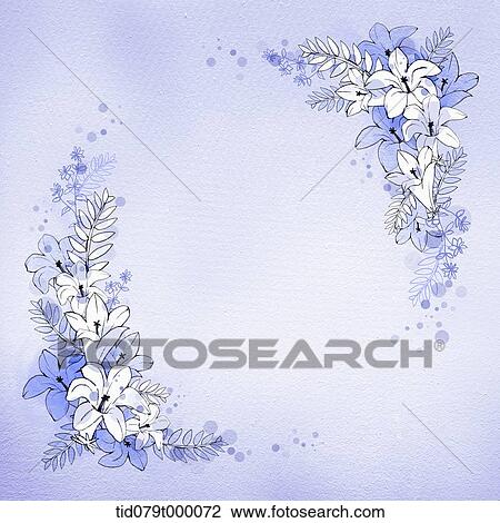 illustration flower frame in blue View Large Illustration Drawing - illustration flower frame in blue. Fotosearch
