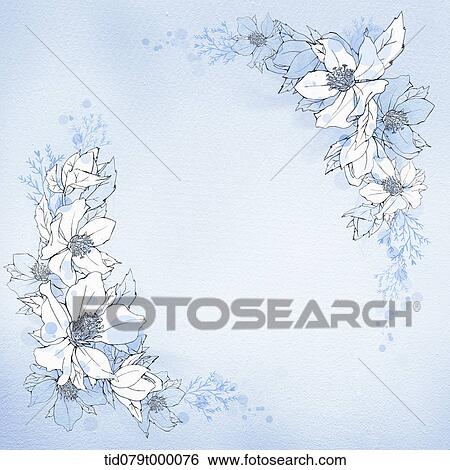 Stock Illustration - illustration flower frame in blue. Fotosearch