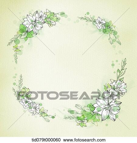illustration flower frame in green View Large Illustration Clipart - illustration flower frame in green. Fotosearch