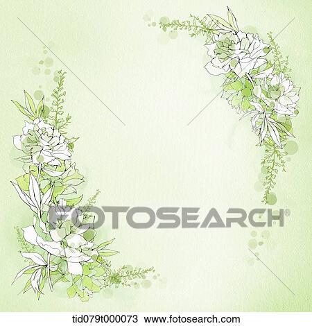 illustration flower frame in green View Large Illustration Drawing - illustration flower frame in green. Fotosearch