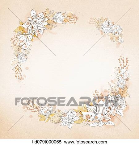 illustration flower frame in orange View Large Illustration Stock Illustration - illustration flower frame in orange. Fotosearch