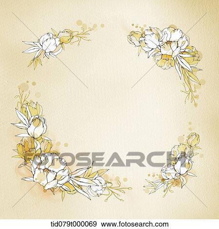 illustration flower frame in orange View Large Illustration Stock Illustration - illustration flower frame in orange. Fotosearch