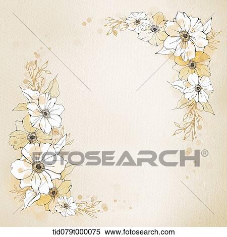 illustration flower frame in orange View Large Illustration Stock Illustration - illustration flower frame in orange. Fotosearch