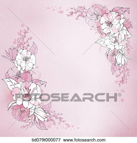 illustration flower frame in pink View Large Illustration Stock Illustration - illustration flower frame in pink. Fotosearch