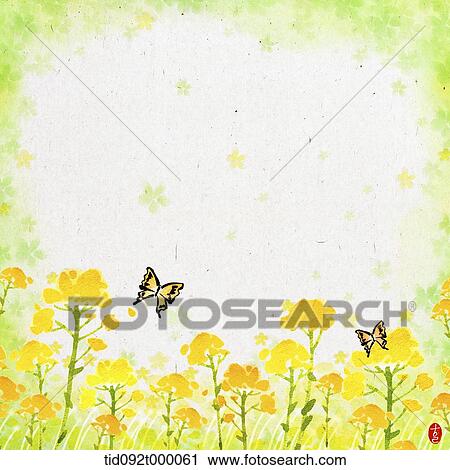 Clip Art - illustration letter template featuring flowers and butterfly. Fotosearch
