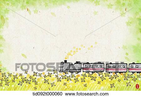 Clipart - illustration letter template featuring train. Fotosearch