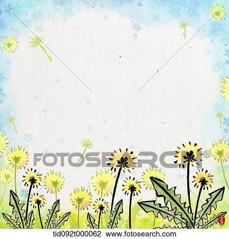 Drawing - illustration letter template featuring flowers. Fotosearch