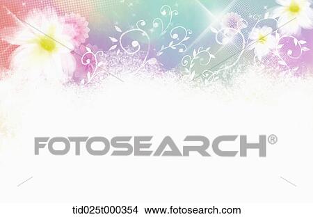 Stock Illustration - illustration letter template of dreamlike background with flowers. Fotosearch
