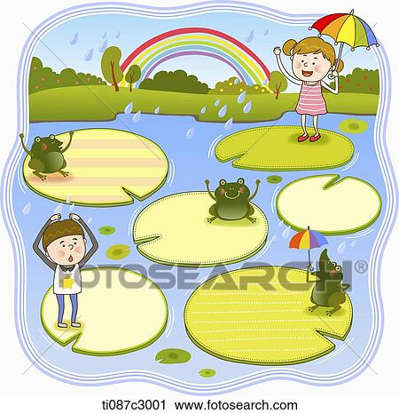 Clip Art - illustration memo template in concept of lotus leaf. Fotosearch