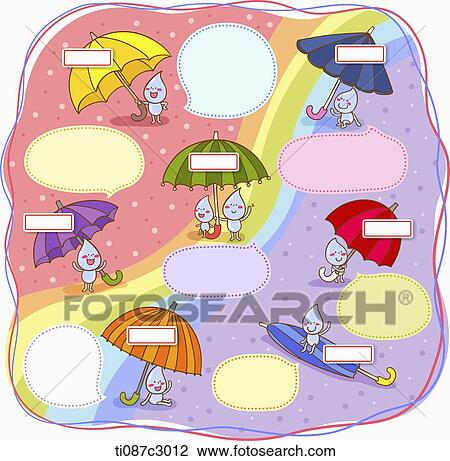 illustration memo template in concept of umbrella View Large Illustration Drawing - illustration memo template in concept of umbrella. Fotosearch