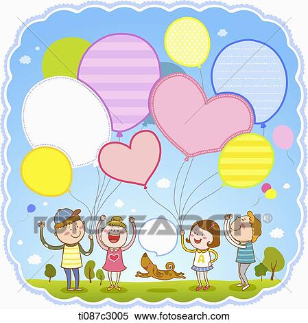 Stock Illustration - illustration memo template in concept of balloons. Fotosearch