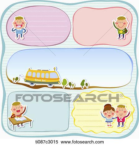 Stock Illustration - illustration memo template in concept of school. Fotosearch
