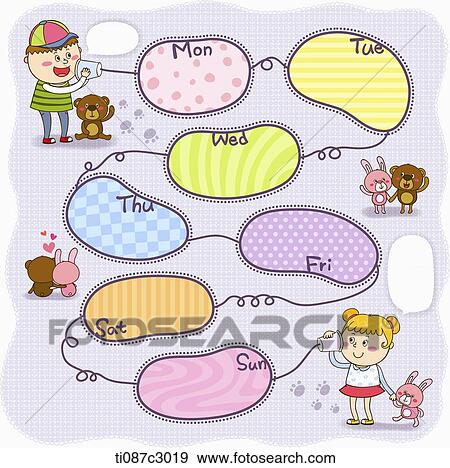 illustration memo template in concept of week View Large Illustration Stock Illustration - illustration memo template in concept of week. Fotosearch