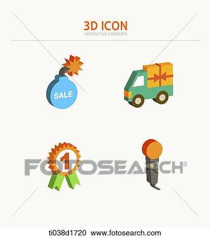 illustration of 3d icons View Large Illustration Clipart - illustration of 3d icons. Fotosearch