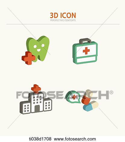 Stock Illustration - illustration of 3d icons related to hospital. Fotosearch