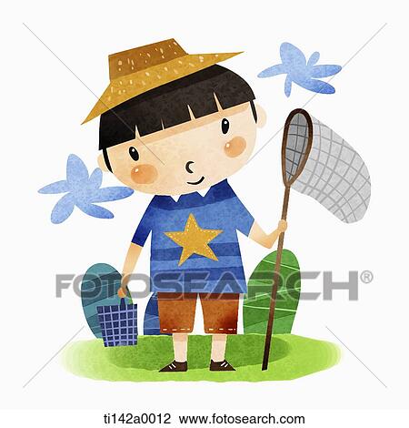 illustration of a boy in summer View Large Illustration Drawing - illustration of a boy in summer. Fotosearch