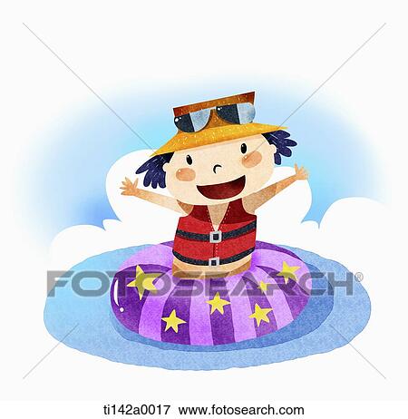 illustration of a boy in the beach View Large Illustration Stock Illustration - illustration of a boy in the beach. Fotosearch