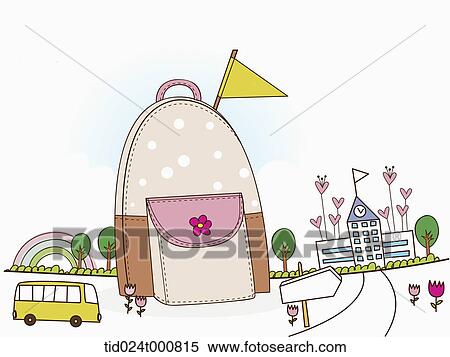Stock Illustration - illustration of a city around a bag. Fotosearch