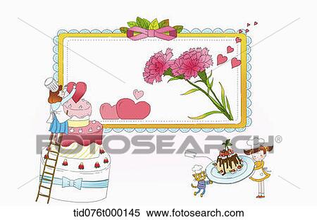 Stock Illustration - illustration of a cook making a cake. Fotosearch