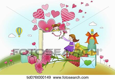 Stock Illustration - illustration of a could with presents . Fotosearch