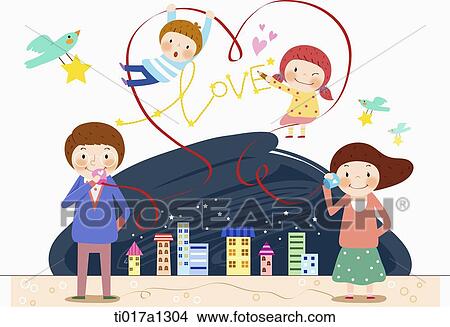 illustration of a couple and a word love View Large Illustration Stock Illustration - illustration of a couple and a word love. Fotosearch