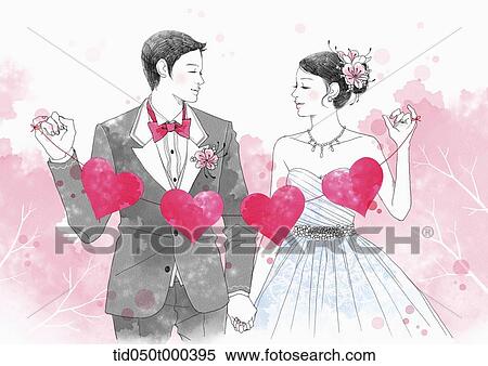 Stock Illustration - illustration of a couple getting married. Fotosearch